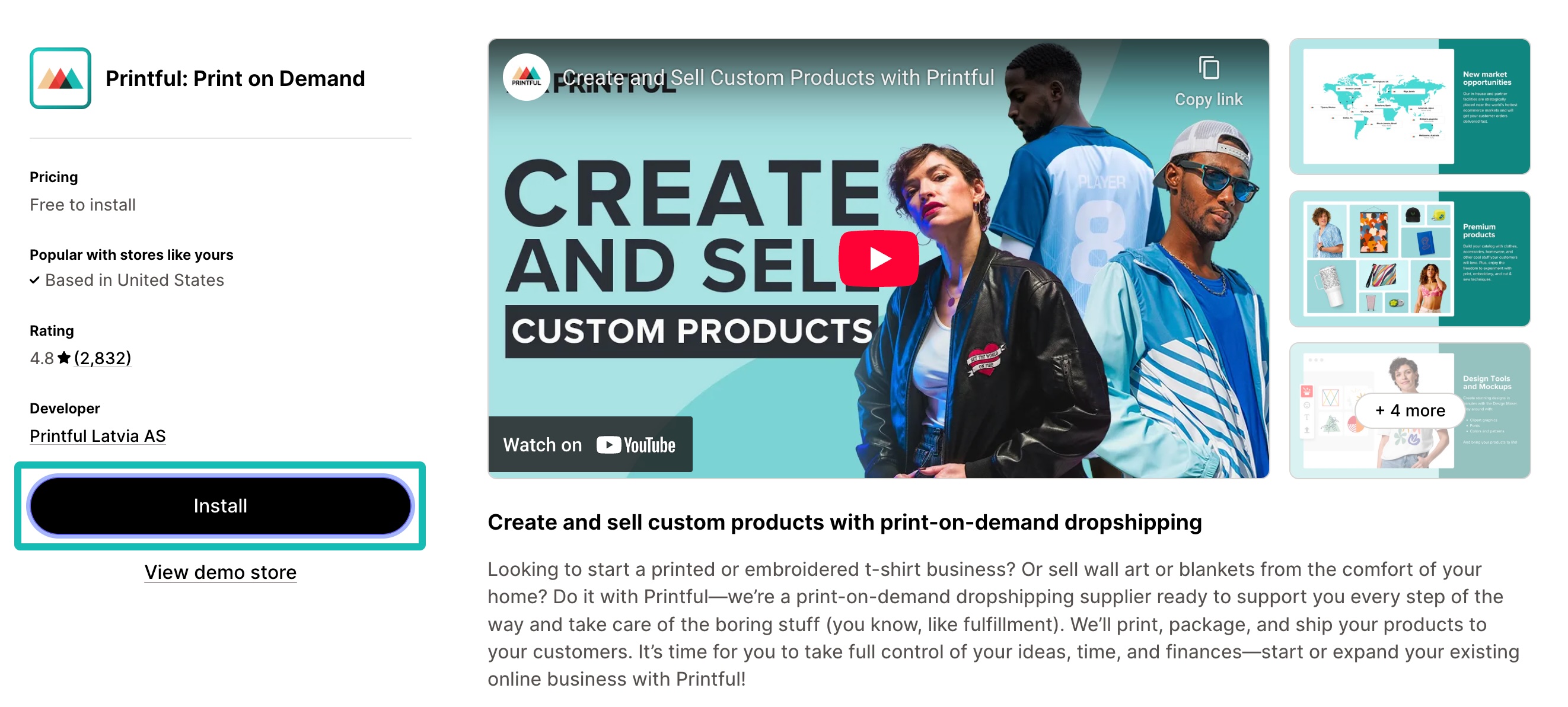 Printful app in Shopify
